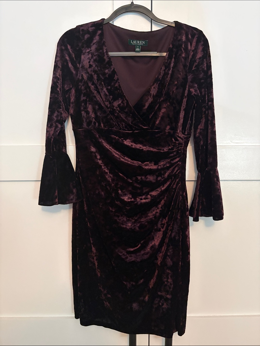 Lauren Ralph Lauren Velvet Wrap Dress in Plum